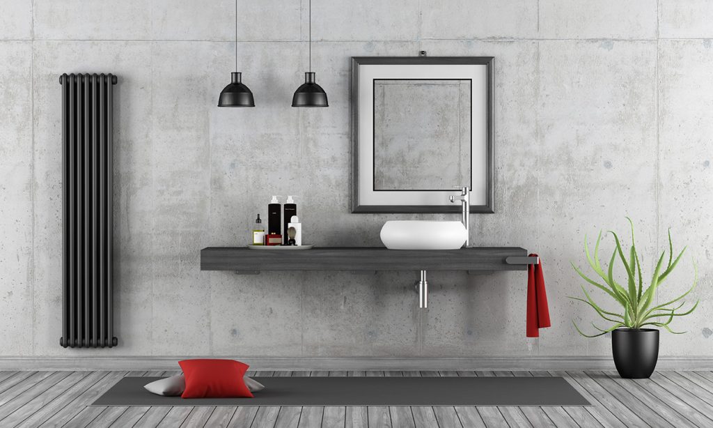 Beton cire badkamer met puur en natuurlijk uiterlijk voor moderne inrichting